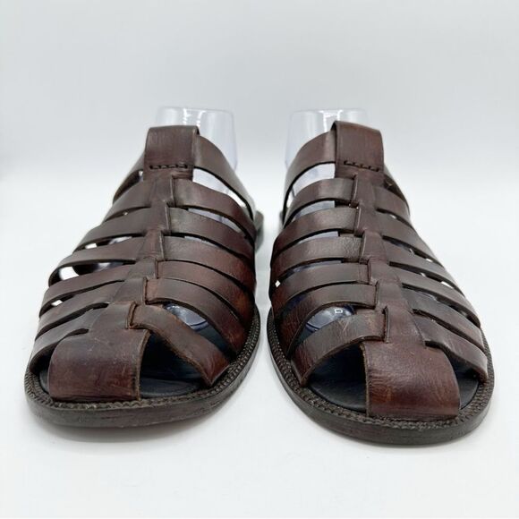 Tommy Bahama Vintage Slip-On Mule Dark Brown Leather Fisherman Sandals Sz 10 - Picture 4 of 15